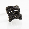 X Layer Ring- Black Spinel + Sterling Silver