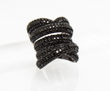 X Layer Ring- Black Spinel + Sterling Silver