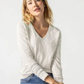 Rib Slub Long Sleve V-Neck