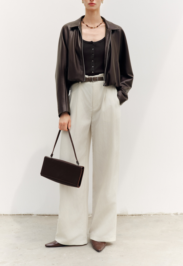 Linen Pleated Pants w Belt