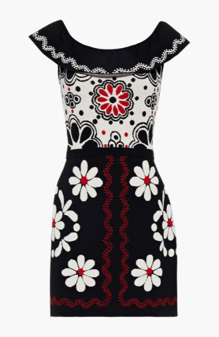 Jacquard-knit Mini Dress