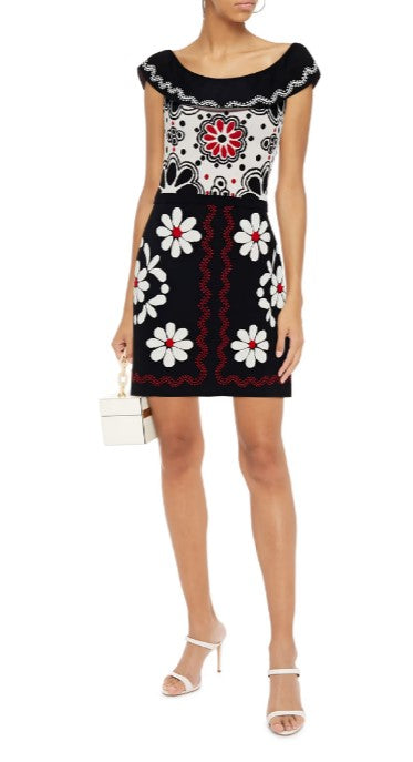 Jacquard-knit Mini Dress