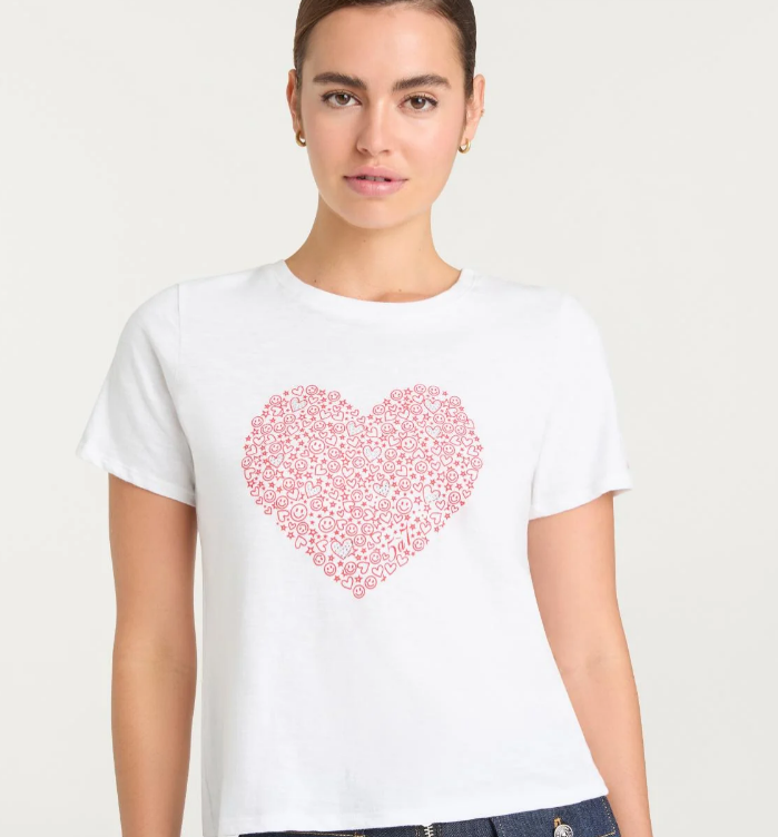 Rhinestone Doodle Heart Tee