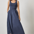 Mixed Media Scoop Neck Dress