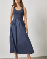 Mixed Media Scoop Neck Dress