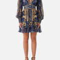 BUTTON FRONT FRILL DRESS