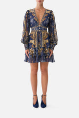 BUTTON FRONT FRILL DRESS