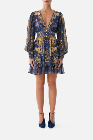 BUTTON FRONT FRILL DRESS