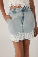 Melody Lace Combo Denim Skirt