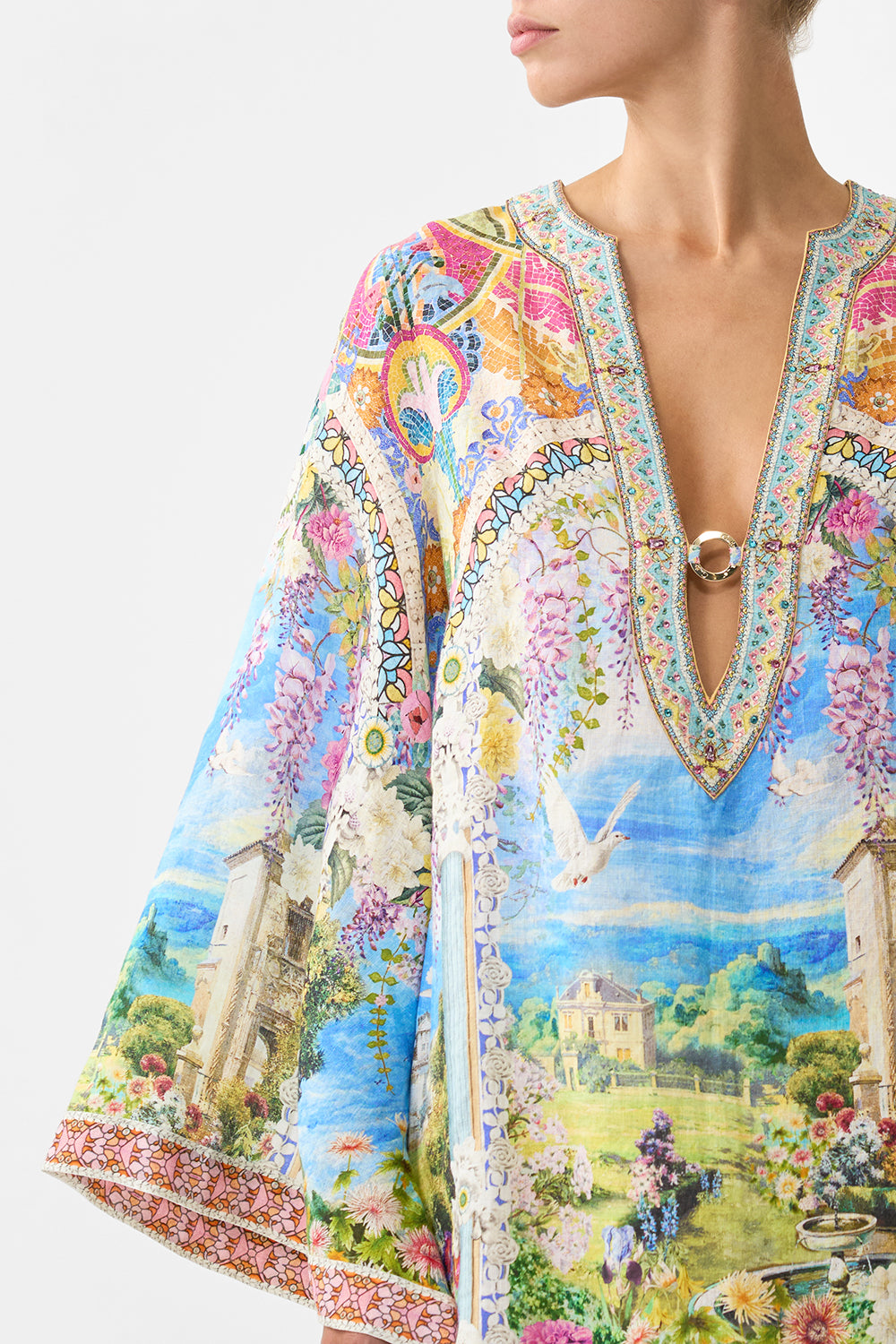 DEEP V NECK HARDWARE SHORT KAFTAN