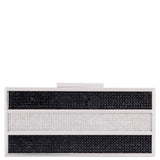 Ziona Black Colorblock Crystal Minaudiere