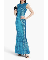 Sequined Mesh Gown