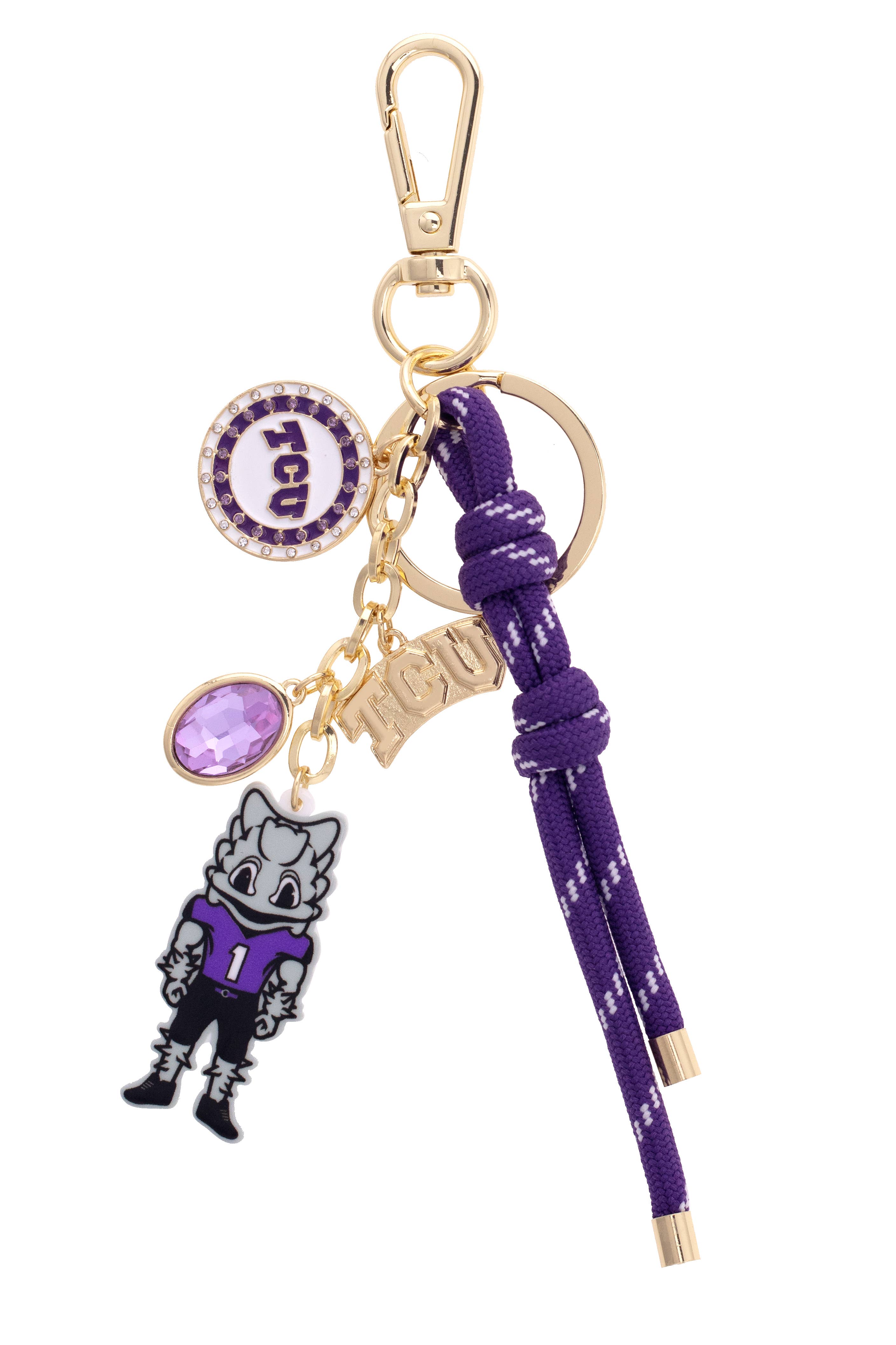 TCU Horned Frogs Cluster Bag Charm in Purple