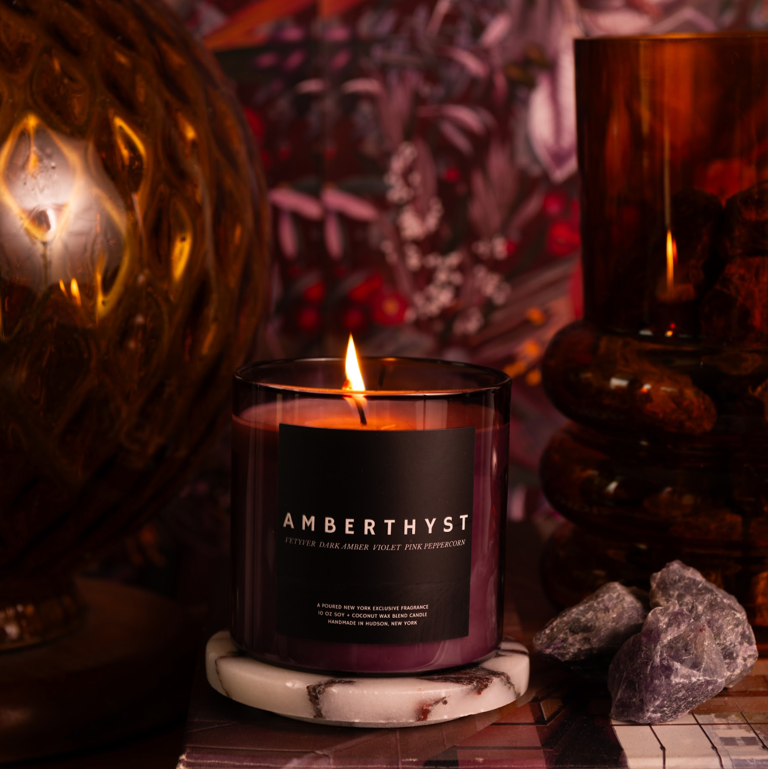 Amberthyst Candle