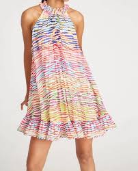 Estfan Pleated Ruffled Printed Crepe de Chine Mini Dress