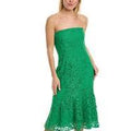Strapless Guipure Lace Midi Dress