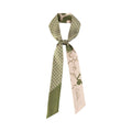 "Floral Houndstooth" Silk Twill Skinny Scarf