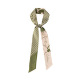 "Floral Houndstooth" Silk Twill Skinny Scarf