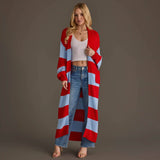 Red & Lt. Blue Striped Duster