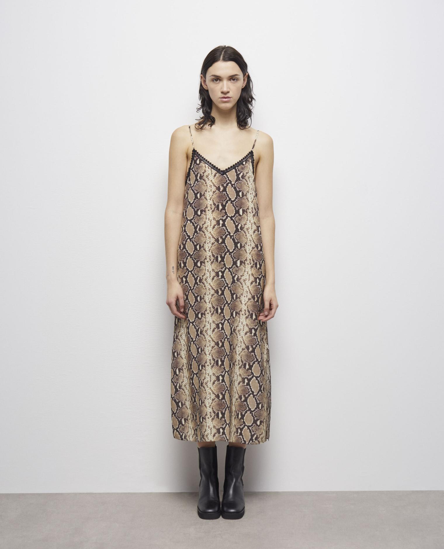 Snake print slip dress