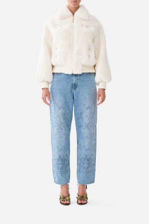 FAUX FUR BOMBER WITH POCKET DETAILS