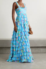Idra Tiered Floral-Print Voile Maxi