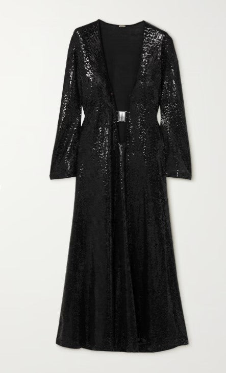 Nina Sequined Cutout Stretch-Jersey Maxi Dress