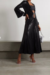 Nina Sequined Cutout Stretch-Jersey Maxi Dress