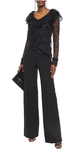 Serafini Crystal-Embellished Crepe Flared Pants