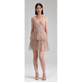 Tan Grid Sequin Tiered Mini Dress