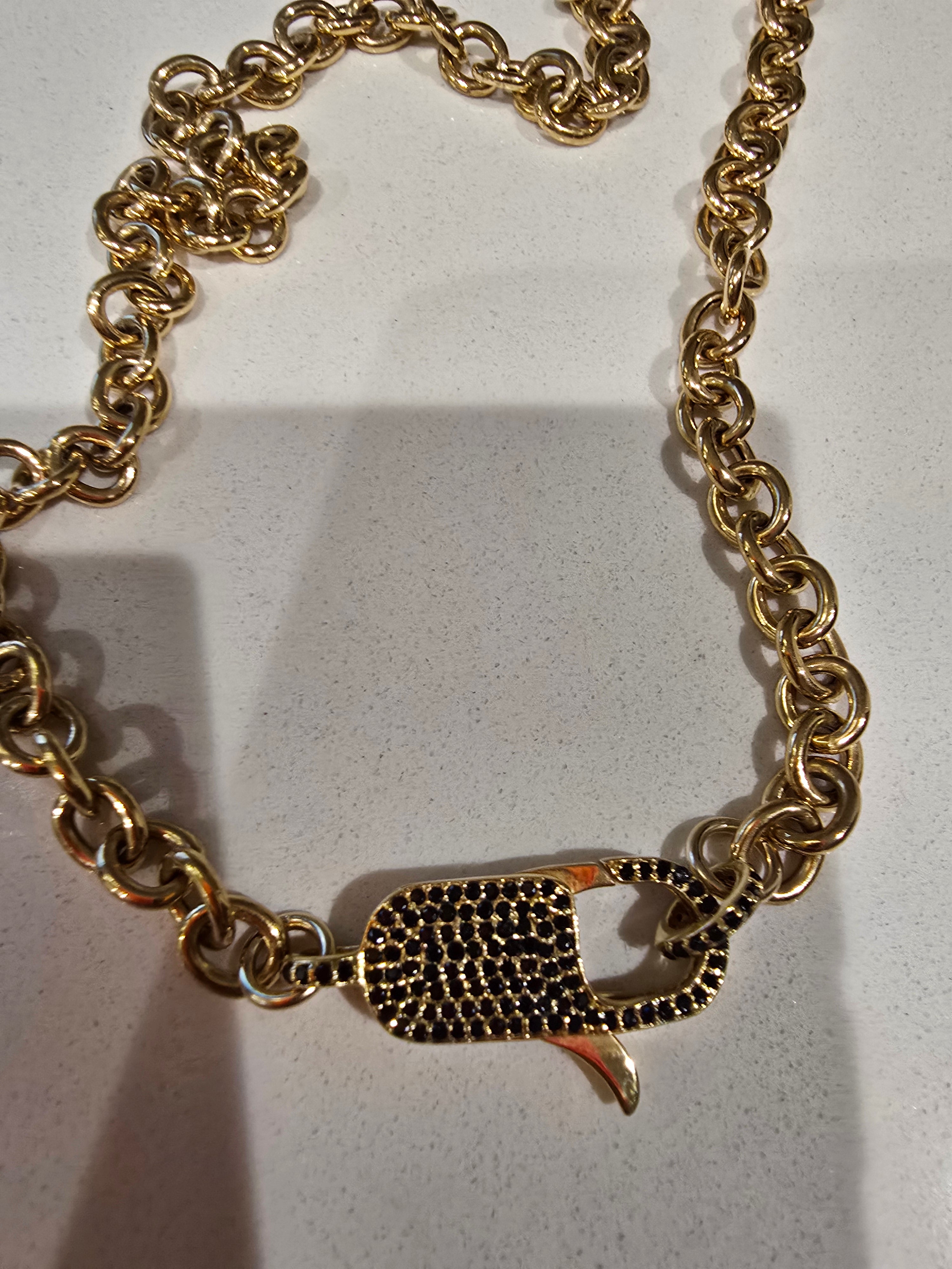 Spinel Gold Vermeil Lock & Gold Vermeil Chain
