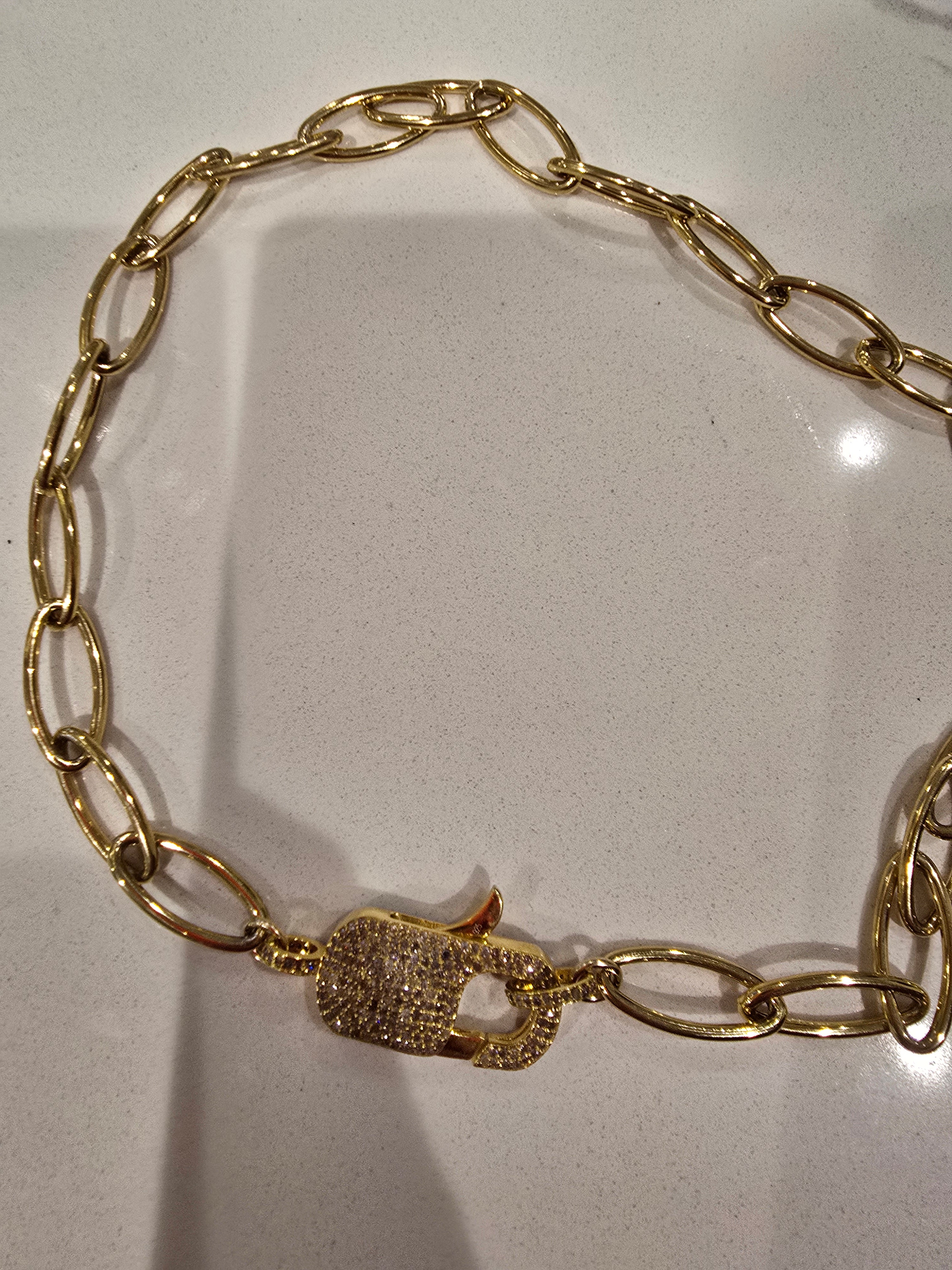 Goldie Lox Diamond + Gold Vermeil Lock On A Gold Fill Chain