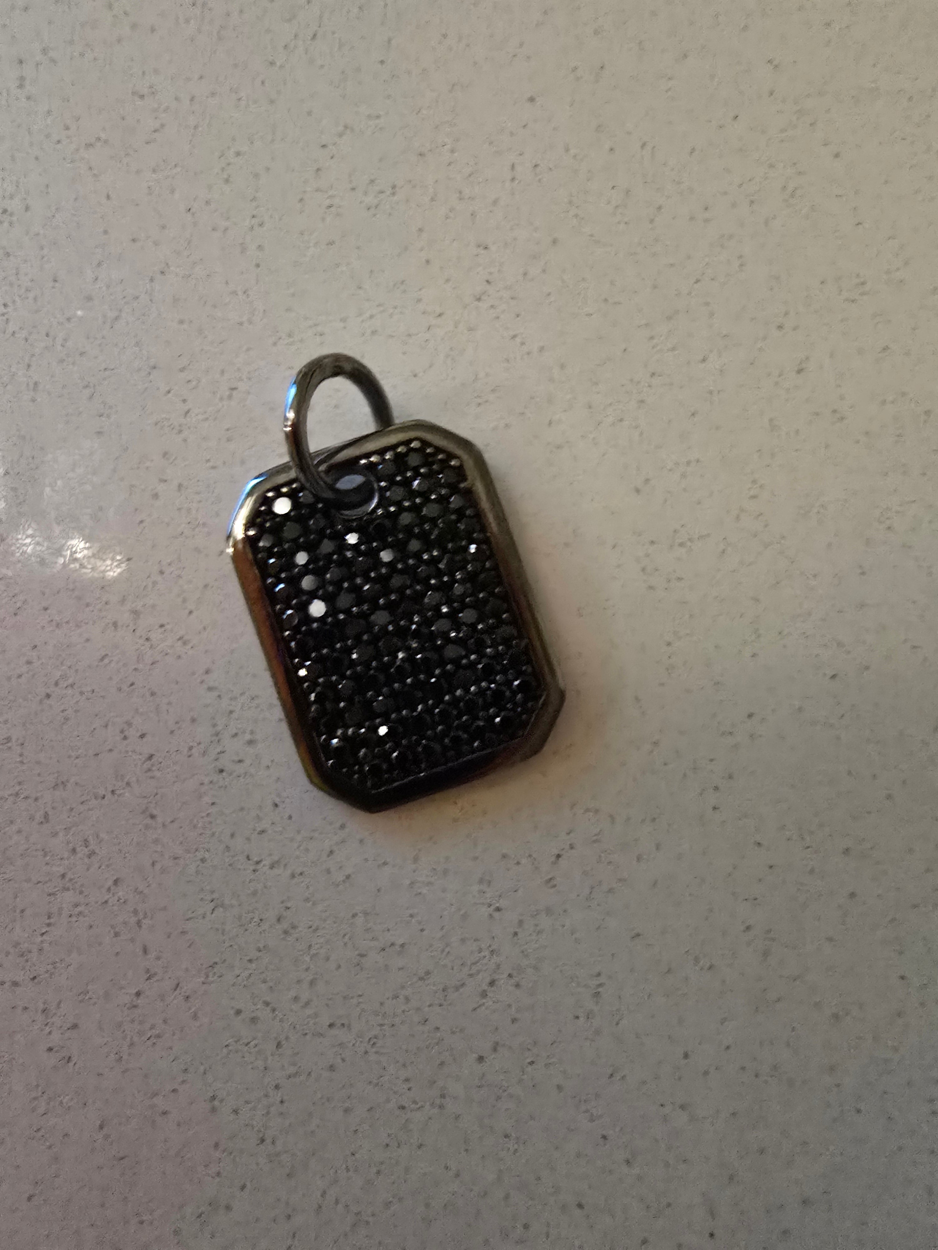 Mini Spinel Tag/ Sterling +Black Spinel Pave