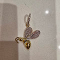 Bee in Flight Charm - Topaz+Gold