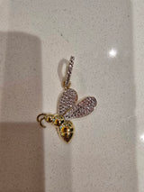 Bee in Flight Charm - Topaz+Gold