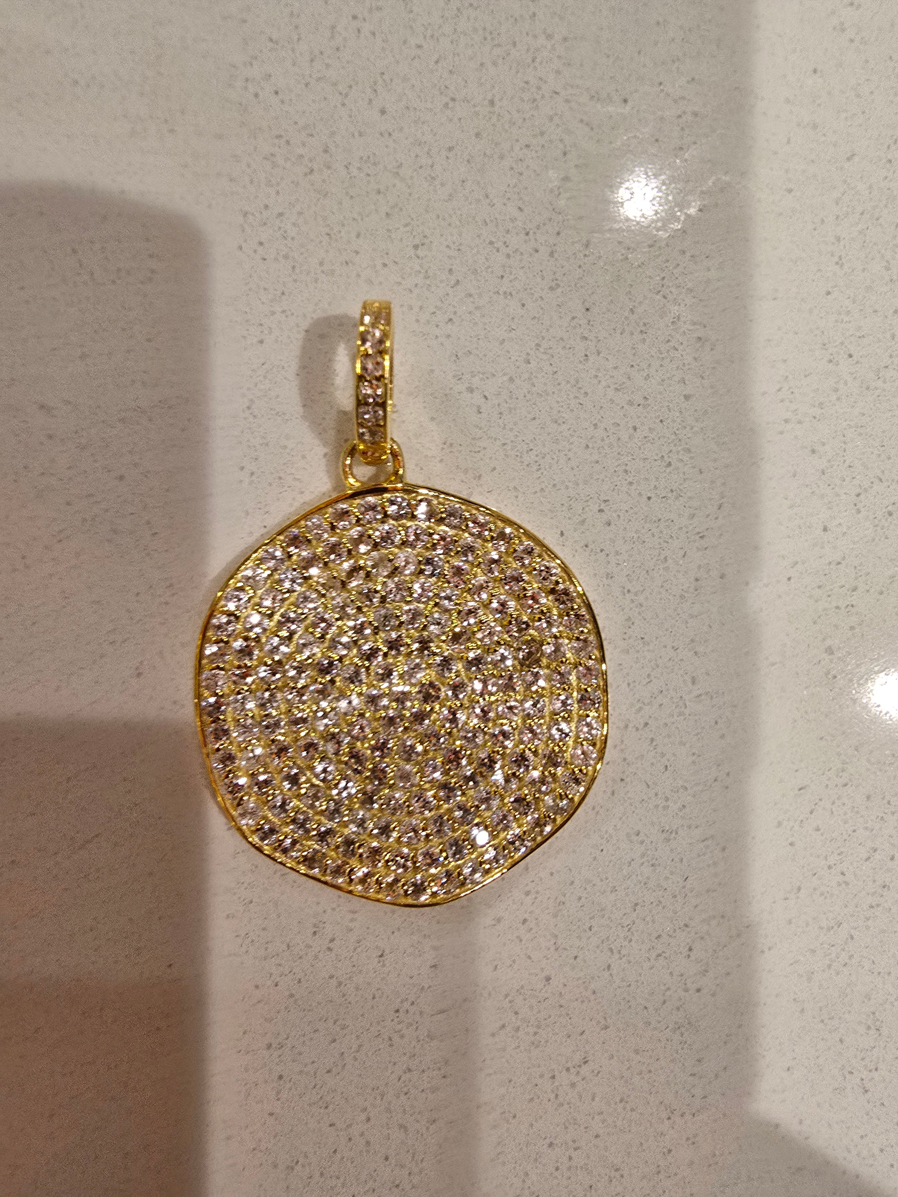Topaz Disc Charm - Topaz + Gold Vermeil