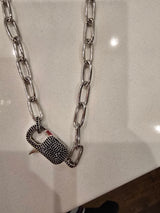 Georgina Spinel Pave Sterling Lock + Rhodium Chain