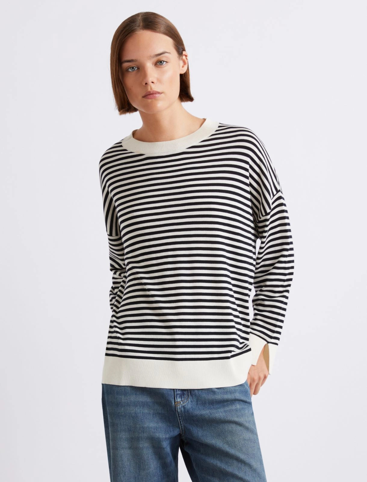 Oversized Stripe Crewneck Sweater