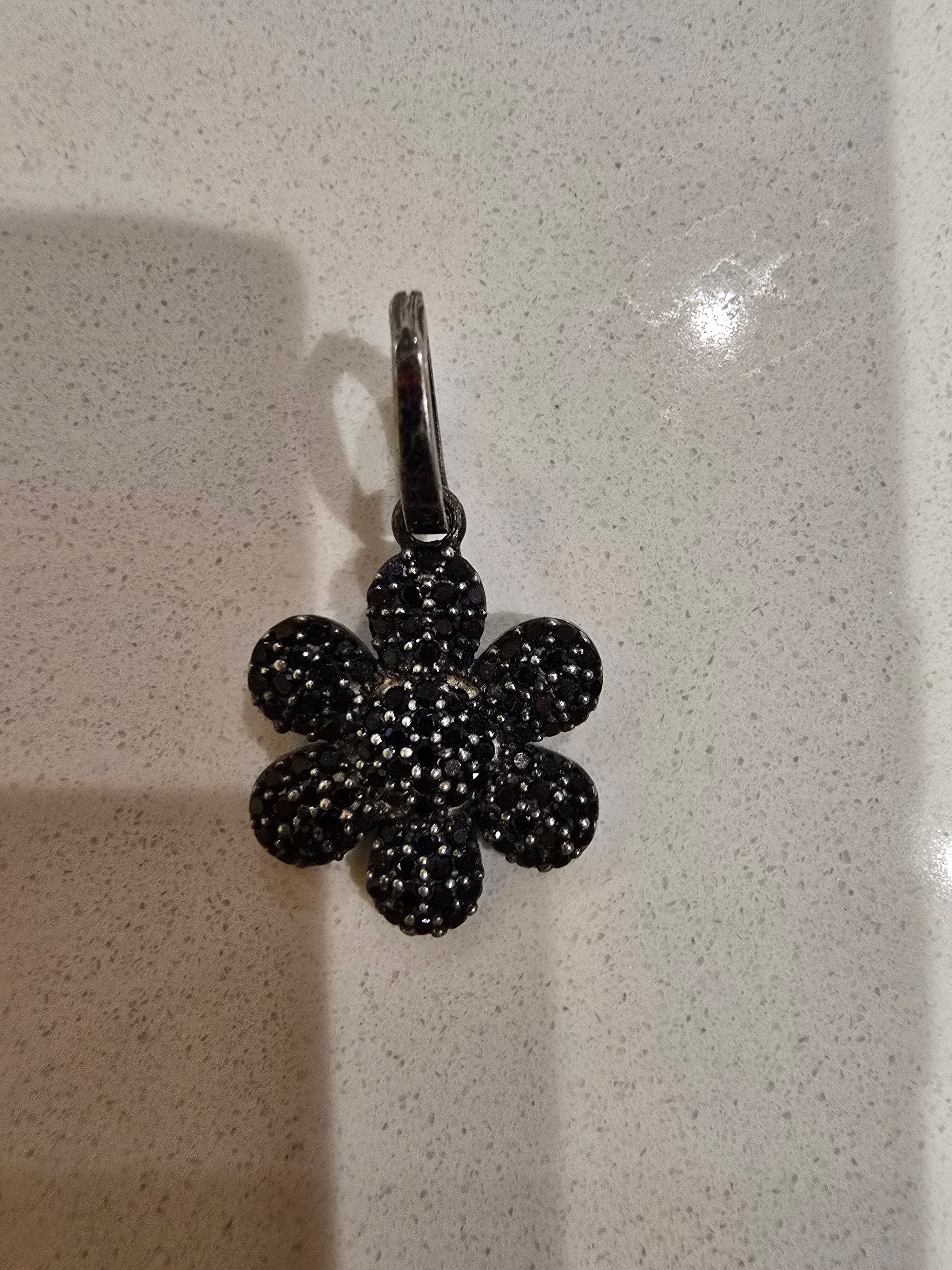 Spinel Flower Charm/Spinel Pave + Sterling