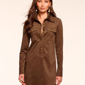 Maria Faux Suede Long Sleeve Mini Dress