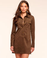 Maria Faux Suede Long Sleeve Mini Dress