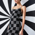 Nelle Embellished Checkerboard Mini Dress